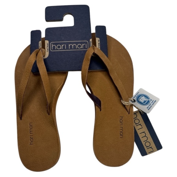 Hari Mari Meadows Leather Flip Flops Tobacco Sz 6 NWT - Picture 1 of 6
